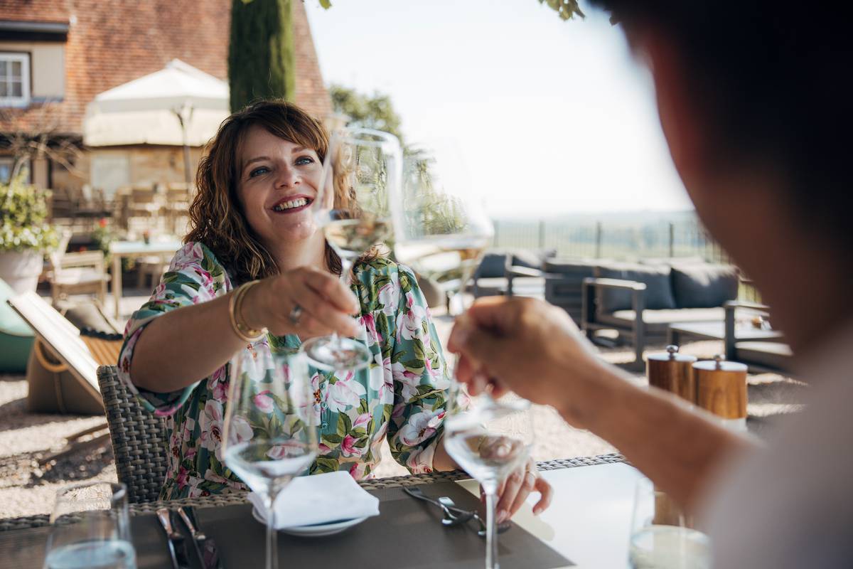 Toast on the terrace at hotel Leinsweiler Hof