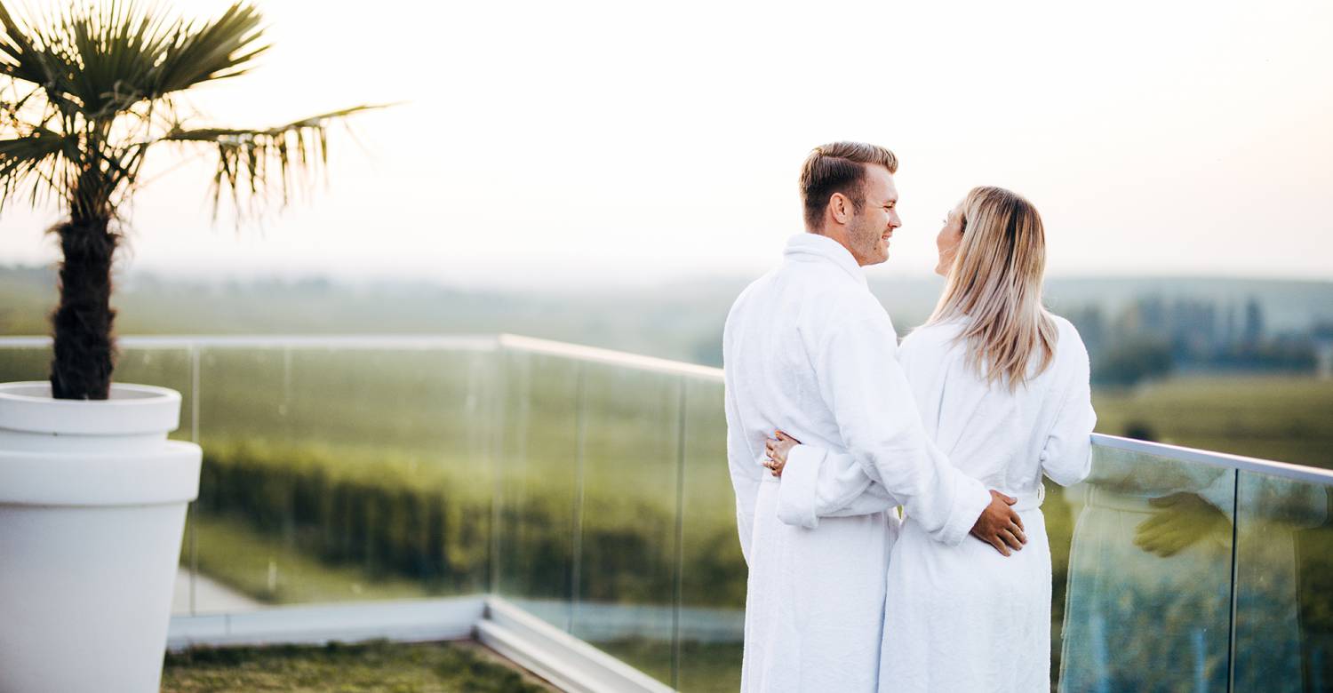 Couple in bathrobe wellnesss hotel Leinsweiler Hof